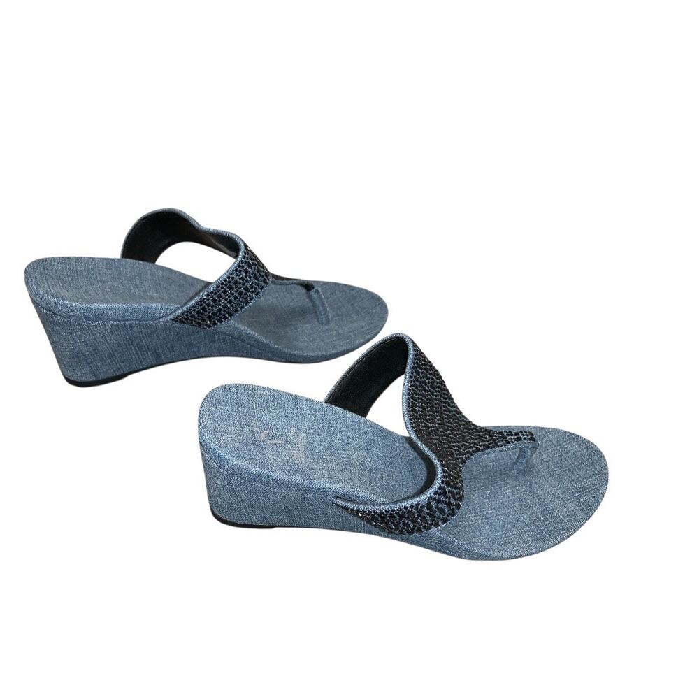 Simply Vera Vera Wang Denim Wedge Sandals Thong Flip Flops Size 8.5 Medium